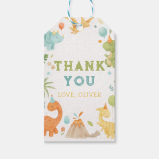 Étiquette de cadeau personnalisée avec dinosaure à