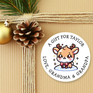 Étiquette de cadeau personnalisée Noël   Mignon ro