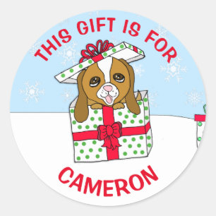 Étiquette de cadeau personnalisée par chiot mign