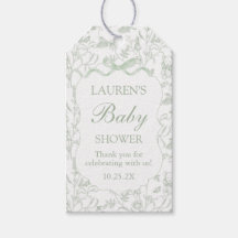 Étiquette de cadeau pour Baby Shower avec un nœud 