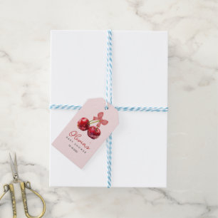 Étiquette de cadeau pour Baby Shower Cerise avec u
