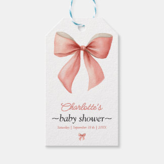 Étiquette de cadeau pour Baby Shower fille avec nœ