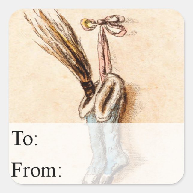 Étiquette de cadeau pour chaussettes de Noël vinta (Devant)