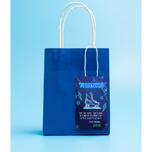 Étiquette de cadeau pour fête de patinage sur glac