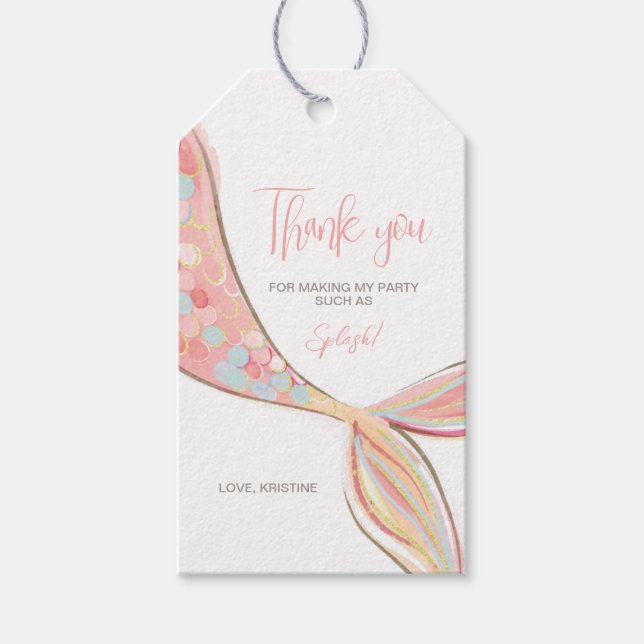 Étiquette de cadeau Queue de Sirène Rose (Devant)