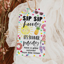 Étiquette de cadeau Sip Sip Hourra pour les vacanc
