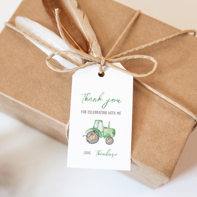 Étiquette de cadeau tracteur vert (Créateur téléchargé)
