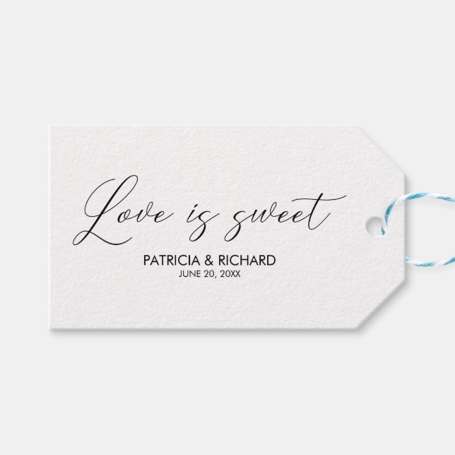 Étiquette de cadeaux de mariage lettrage script L' (Devant (Horizontal))