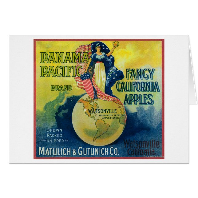 Étiquette de caisse de pomme du Pacifique (Devant horizontal)