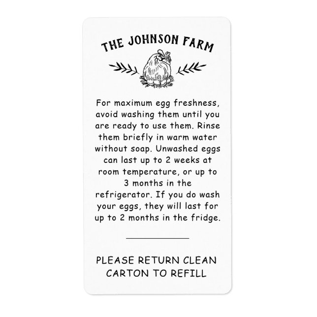 Étiquette de caisse de retour de manipulation d'œu (Devant)