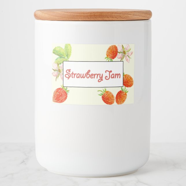 Étiquette de canne de confiture de fraises (Devant)
