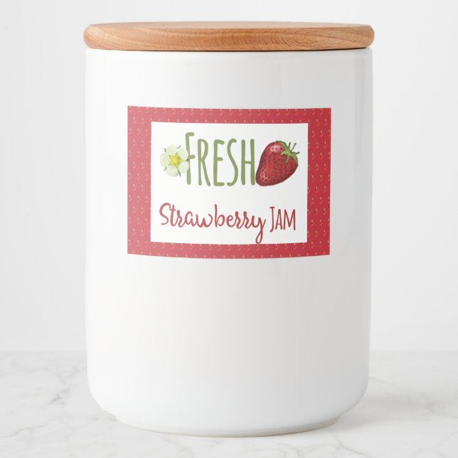 Étiquette de canne de confiture de fraises (Devant)
