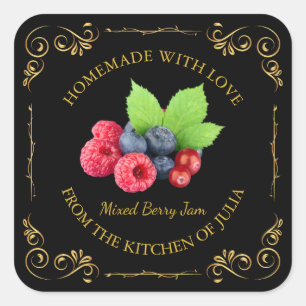 Étiquette de Carré de confiture de baies vintage f