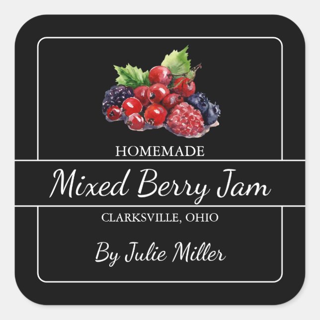 Étiquette de Carré de confiture de Berry Mixte Mai (Devant)