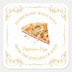 Étiquette de Carré de pizza maison vintage