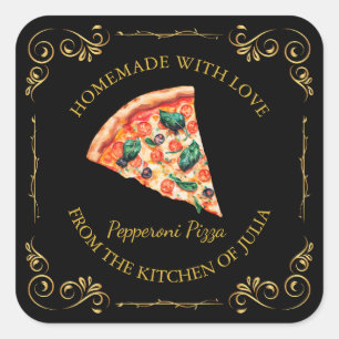 Étiquette de Carré de pizza maison vintage