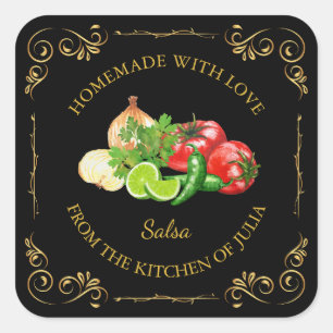Étiquette de Carré de salsa maison vintage