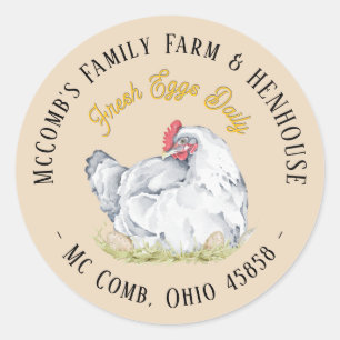 Étiquette de carton d'oeuf fermier Hen aux oeufs