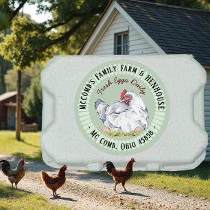 Étiquette de carton d'oeuf fermier Hen aux oeufs