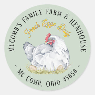 Étiquette de carton d'oeuf fermier Hen aux oeufs
