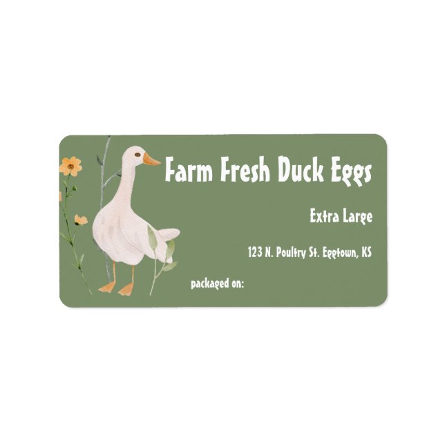 Étiquette de carton d'oeufs de canard frais de fer (Devant)