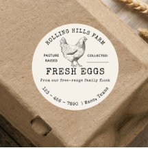 Étiquette de carton d'œufs de poule de ferme beige