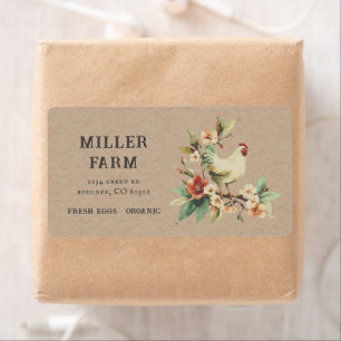 Étiquette de carton d'œufs de poule florale coloré