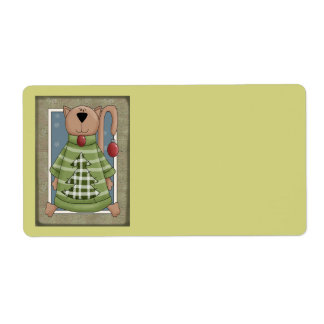 Étiquette de chat de Noël