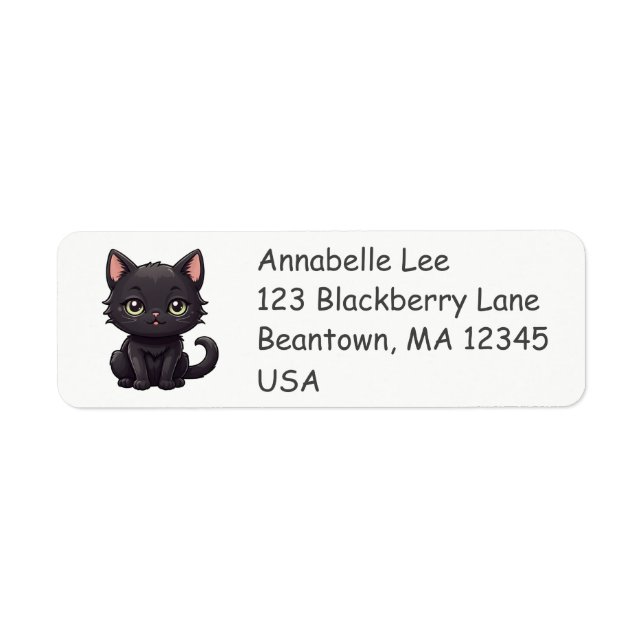 Étiquette de chat noir mignon (Devant)