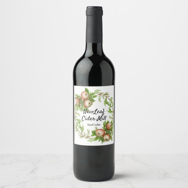 étiquette de cidre de pommes aquarelle (Devant)