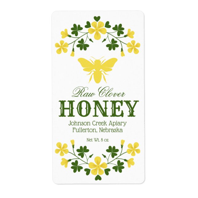Étiquette de Clover d'abeilles miel (Devant)