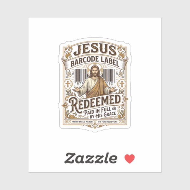Étiquette de code-barres Jésus Rachetée Jésus Code (Feuille)