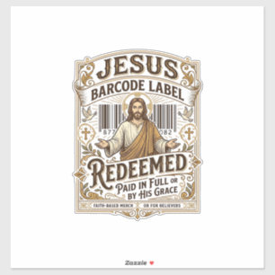 étiquette de code-barres Jésus Rachetée Jésus code