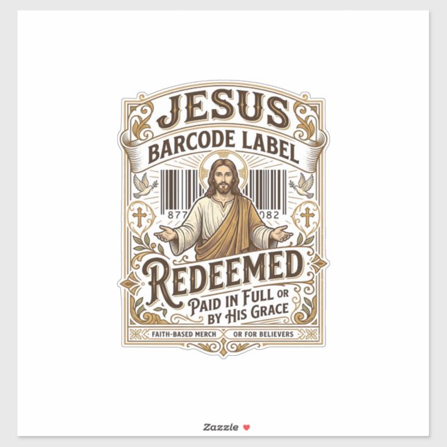 étiquette de code-barres Jésus Rachetée Jésus code (Feuille)