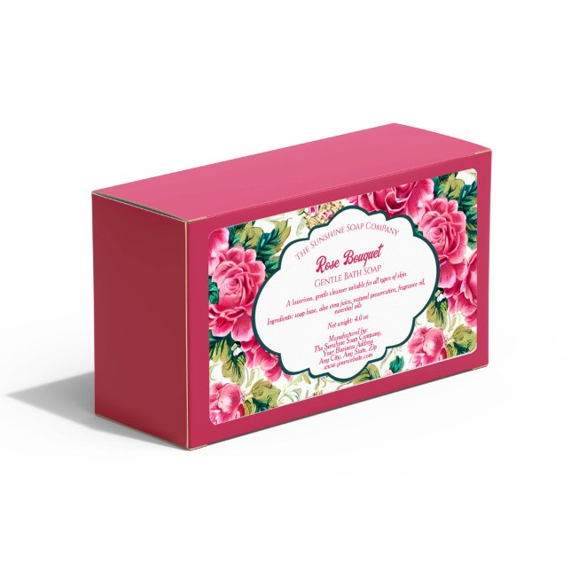 Étiquette de conditionnement de savon Rose Bouquet (Créateur téléchargé)