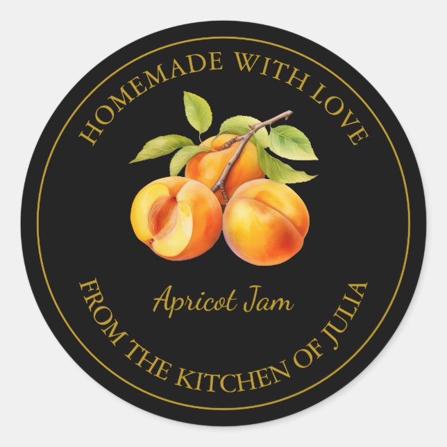 Étiquette de confiture d'abricot fait maison en or (Devant)