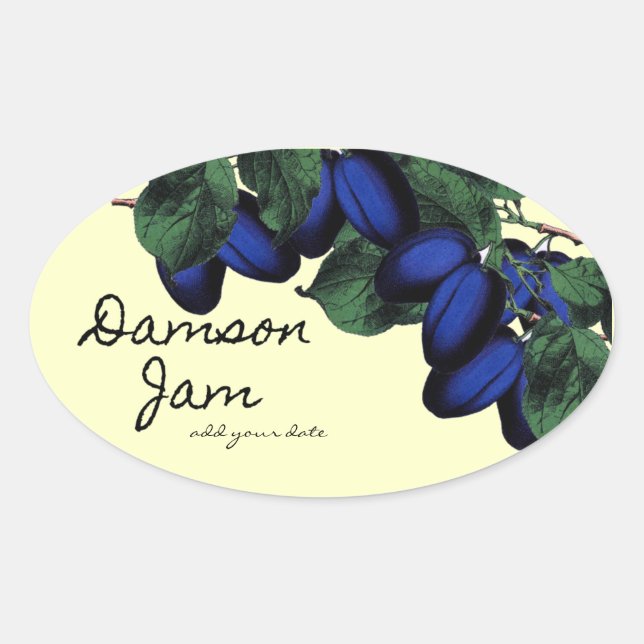 Étiquette de confiture Damson fait maison (Devant)