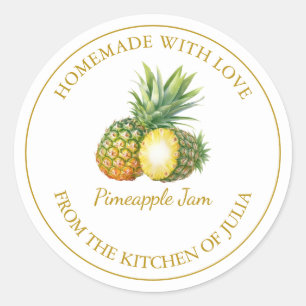 Étiquette de confiture d'ananas maison en or Bla