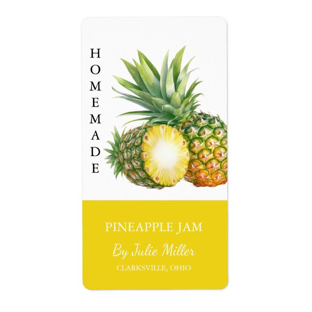Étiquette de confiture d'ananas maison moderne (Devant)
