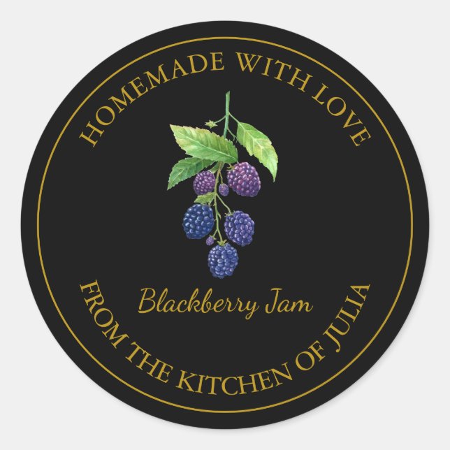 Étiquette de confiture de Blackberry fait maison e (Devant)