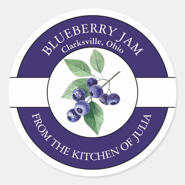 Étiquette de confiture de bleuet (Devant)