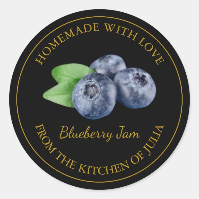 Étiquette de confiture de bleuet fait maison | Noi (Devant)