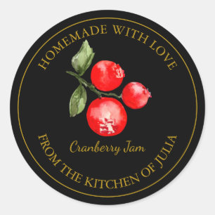 Étiquette de confiture de canneberge maison en or 