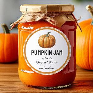 Étiquette de confiture de citrouille à motif à car