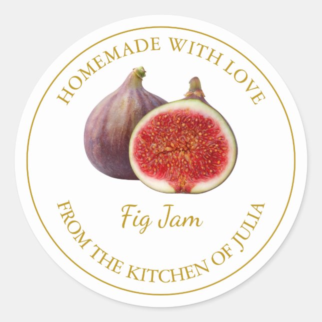 Étiquette de confiture de fig fait maison | Blanc (Devant)