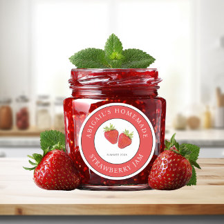 Étiquette de confiture de fraise 