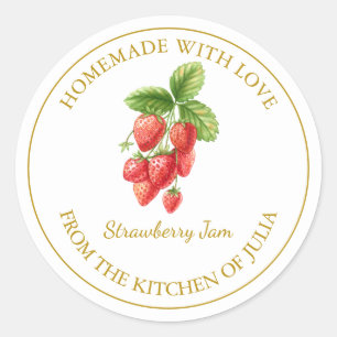 Étiquette de confiture de fraises maison Gold Bl