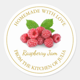 Étiquette de confiture de framboise maison Blanc