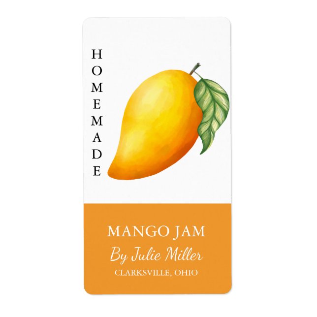 Étiquette de confiture de mangue maison moderne (Devant)