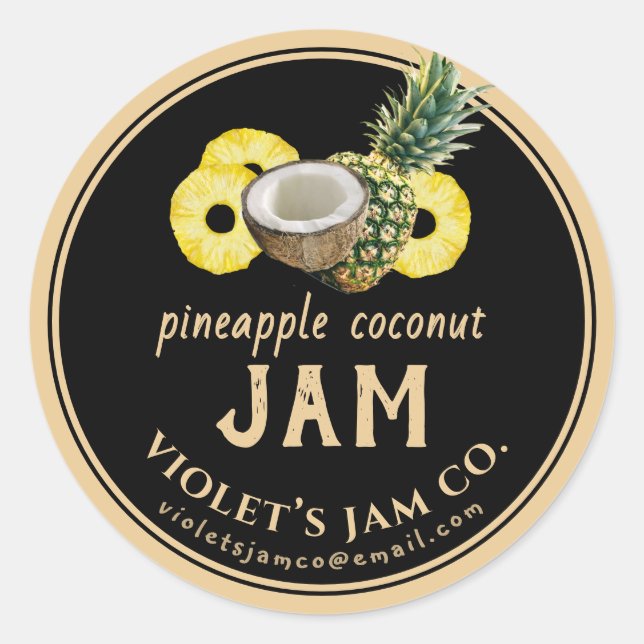 Étiquette de confiture de noix de coco d'ananas (Devant)
